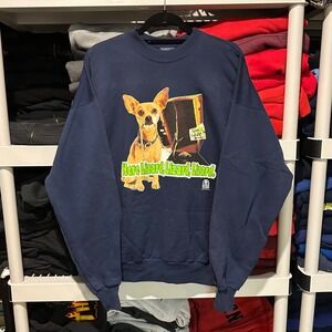 Vintage 1998 Taco Bell Chihuahua Godzilla Promo Rare Blue Mens XL Crewneck